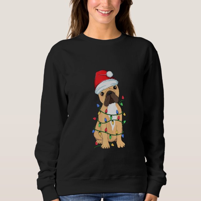 Sudadera Bulldog francés Árbol de Navidad Luz Papá Noel (Anverso)