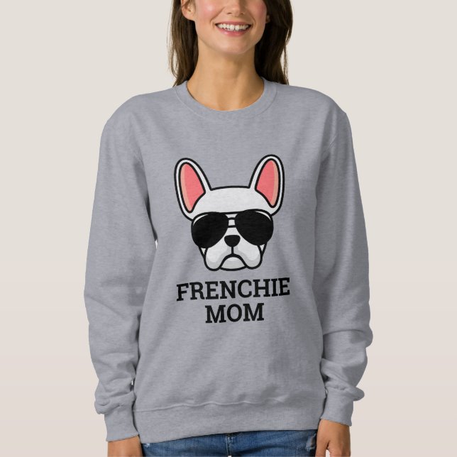 Sudadera Bulldog francés blanco Frenchie Dog Mom (Anverso)