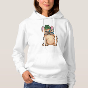 Sudadera Bulldog francés como detective con vidrio de magni