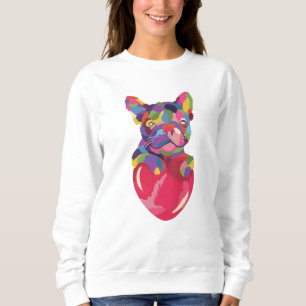 Sudadera Bulldog francés con el corazón rojo colorido