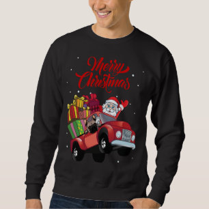 Sudadera Bulldog Francés Con Santa Claus En Camión Rojo