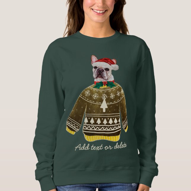 Sudadera Bulldog Francés Feo Navidad Frenchie Mamá Perro (Anverso)