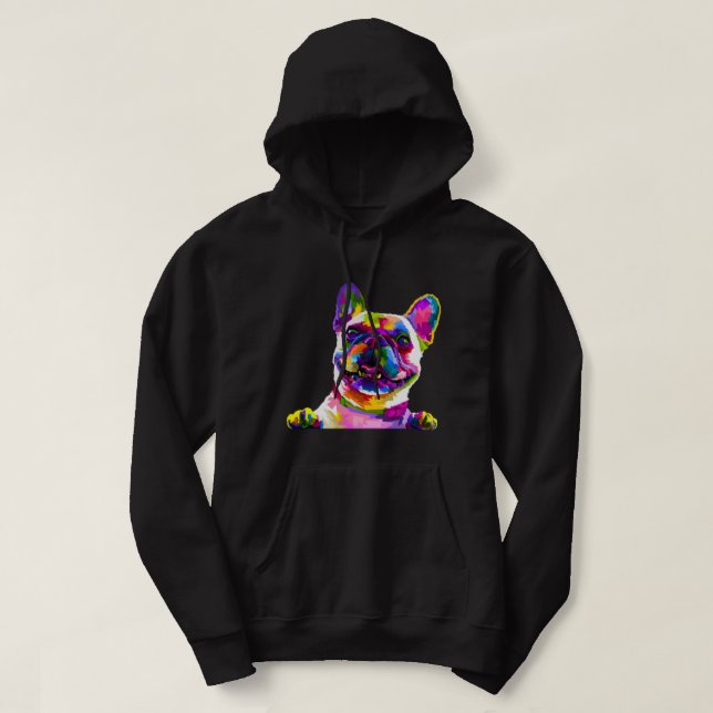 Sudadera Bulldog francés francés Frenchie Retrato de arte p (Diseño del anverso)