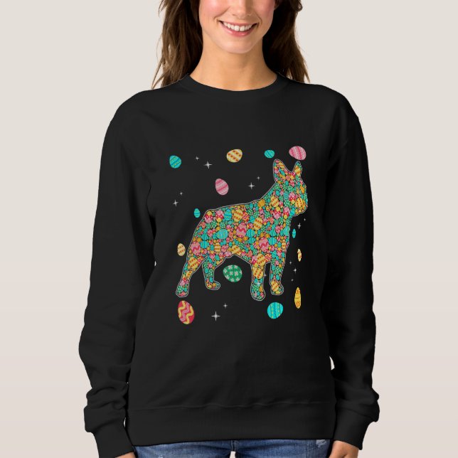 Sudadera Bulldog francés huevos en Pascua Perro papá Perro  (Anverso)