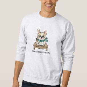 Sudadera Bulldog francés inteligente con lentes y pañuelos