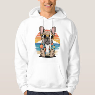 Sudadera Bulldog Francés lindo que lleva gafas de sol