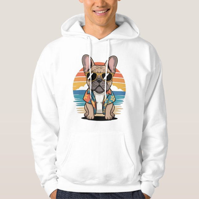 Sudadera Bulldog Francés lindo que lleva gafas de sol (Anverso)