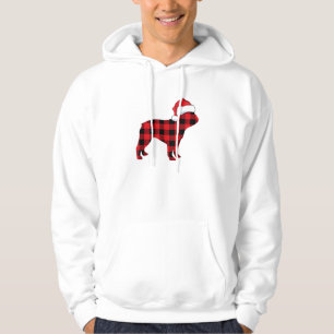 Sudadera Bulldog francés lindo Santa Hat Navidades Red Plai