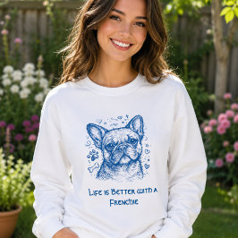 Sudadera Bulldog Francés línea azul doodle frenchie