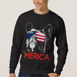 Sudadera Bulldog francés Merica Bandera Americana 4 de Juli