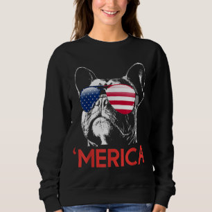 Sudadera Bulldog francés Merica Bandera Americana 4 de Juli