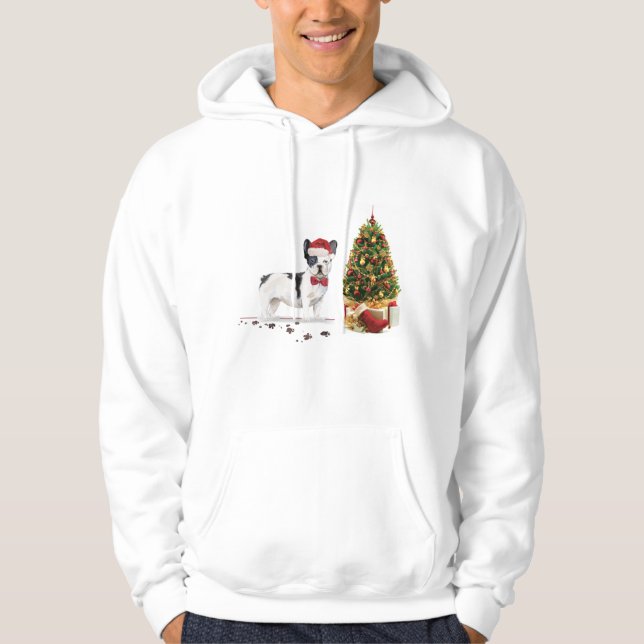 Sudadera Bulldog Francés negro y blanco de Navidad  (Anverso)