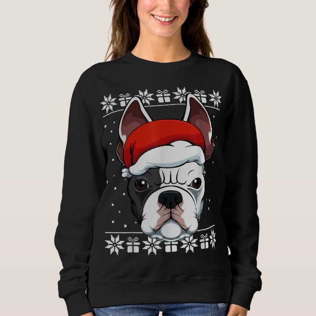 Sudadera Bulldog francés Santa Hat Navidades Pajama Cute Pe (Anverso)