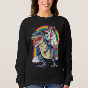 Sudadera Bulldog francés Unicornio montando dinosaurio T Re