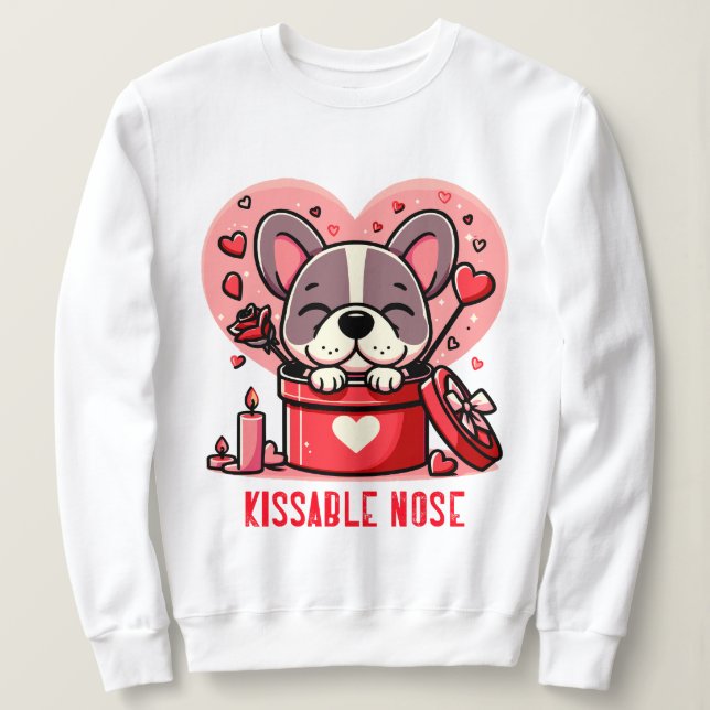 Sudadera Bulldog francés Valentine Kissable Nose (Anverso del diseño)
