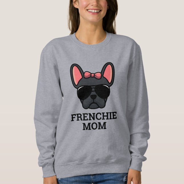 Sudadera Bulldog francesa de raza negra, mamá de perro (Anverso)
