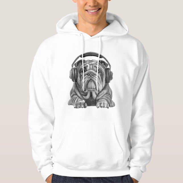 Sudadera Bulldog inglés con auriculares (Anverso)