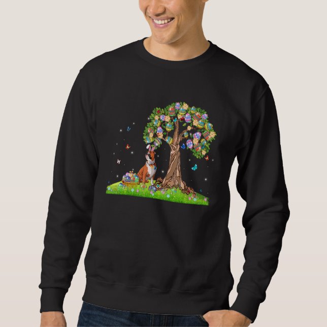 Sudadera Bulldog inglés de conejo con árbol de huevos de Pa (Anverso)
