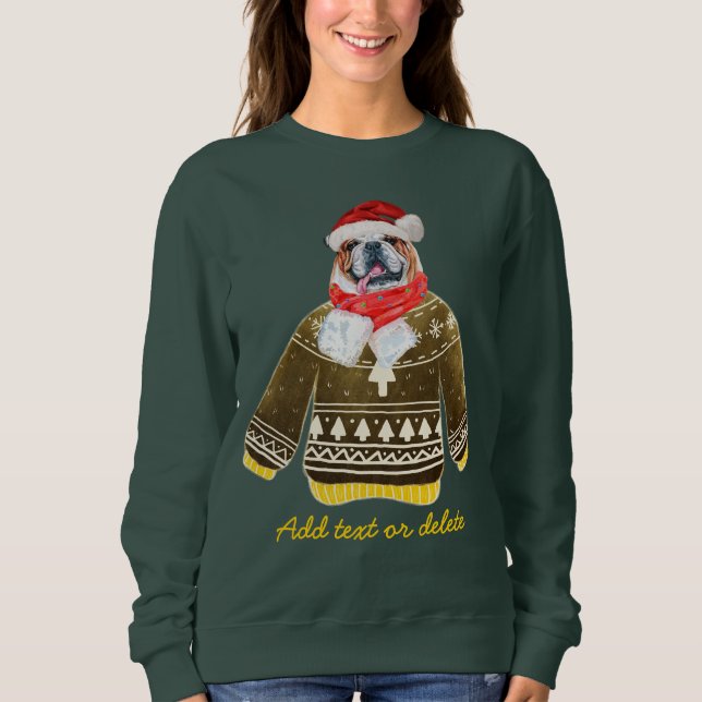 Sudadera Bulldog inglés Feo Navidad Perro Mamá Dulce (Anverso)