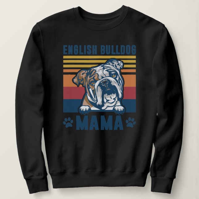 Sudadera Bulldog inglés Mamá madre retro obsequia a mamá pe (Anverso del diseño)