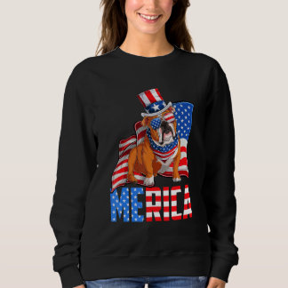 Sudadera Bulldog Inglés Merica 4 De Julio Estadounidense Fl