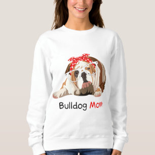Sudadera Bulldog Mamá Perro Bandana Pet Lover Regalo Mujer 