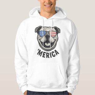 Sudadera Bulldog Patriótico Gafas de sol con bandera de EE.