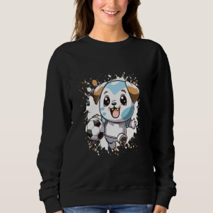 Sudadera Bulldog Perro jugando al fútbol cómico
