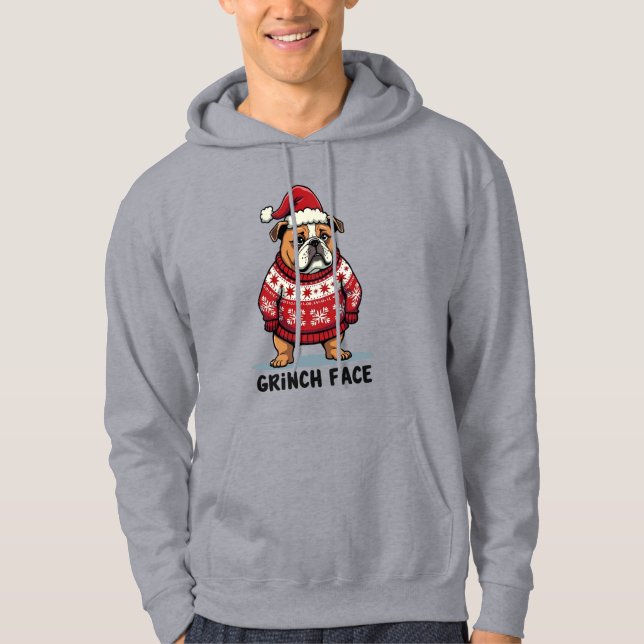 Sudadera Bulldog Resting Grinch Face Christmas Hoodie (Anverso)