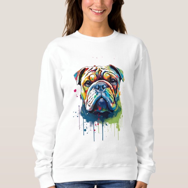 Sudadera Bulldog vibrante y colorido (Anverso)