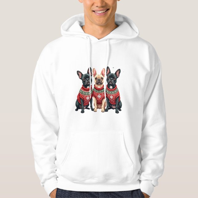 Sudadera Bulldogs Franceses de Navidad Frenchie de Navidad  (Anverso)