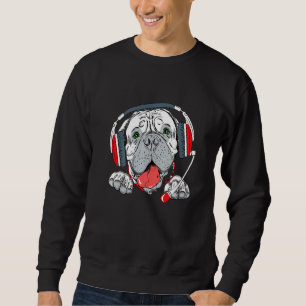 Sudadera Bullmastiff de perro feliz con auriculares de telé