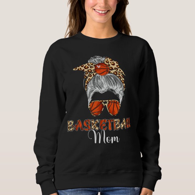 Sudadera Bun Hair de Baloncesto Mamá Leopard (Anverso)