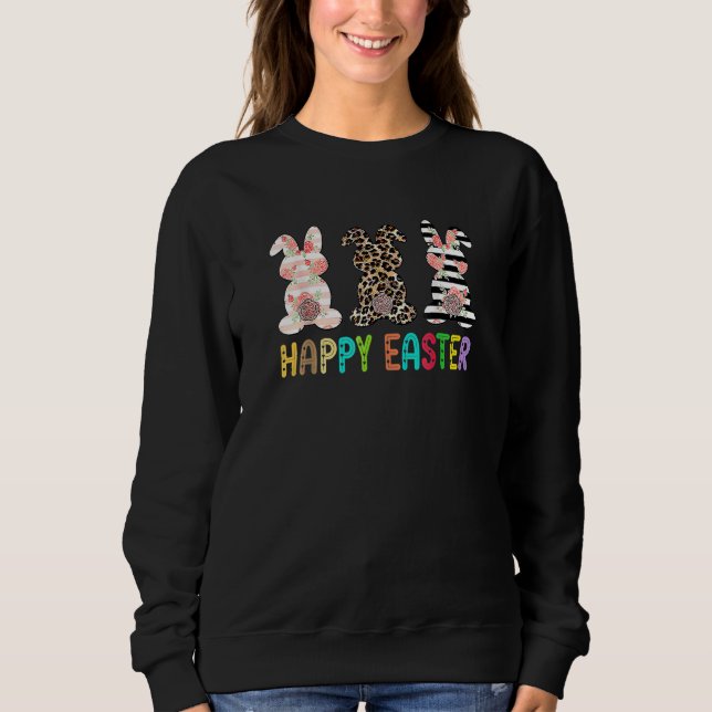 Sudadera Bunny Buffalo Red Plaid Leopard Print Happy Easter (Anverso)