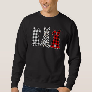 Sudadera Bunny Buffalo Red Plaid Leopard Print Happy Easter