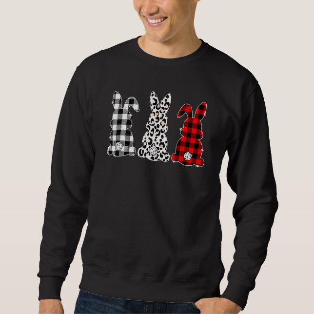 Sudadera Bunny Buffalo Red Plaid Leopard Print Happy Easter (Anverso)