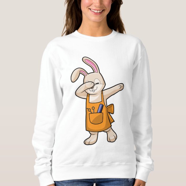 Sudadera Bunny como peluquero con comb y tijera (Anverso)