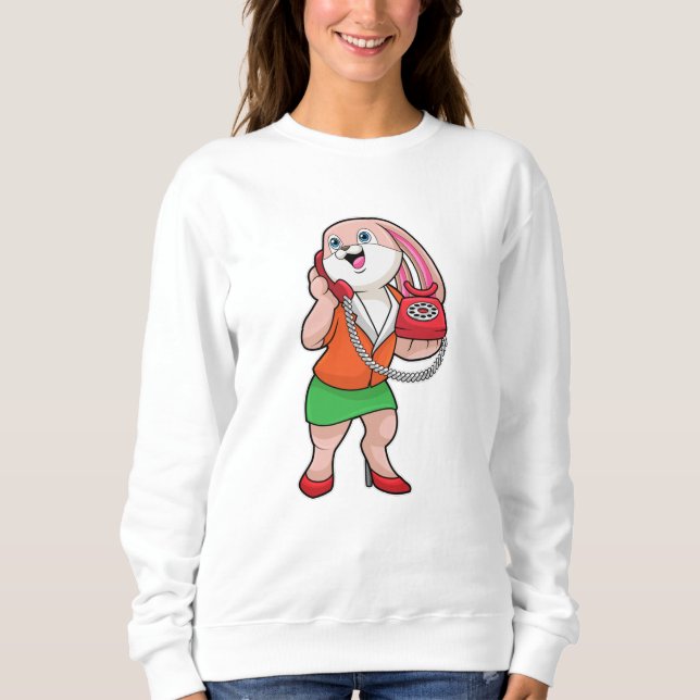 Sudadera Bunny como secretario con teléfono (Anverso)