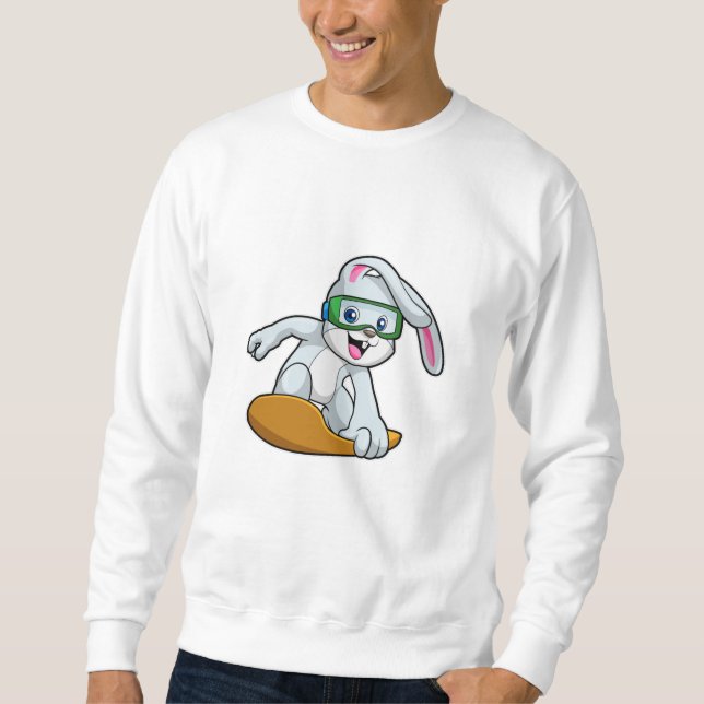 Sudadera Bunny como Snowboarder con Snowboard (Anverso)