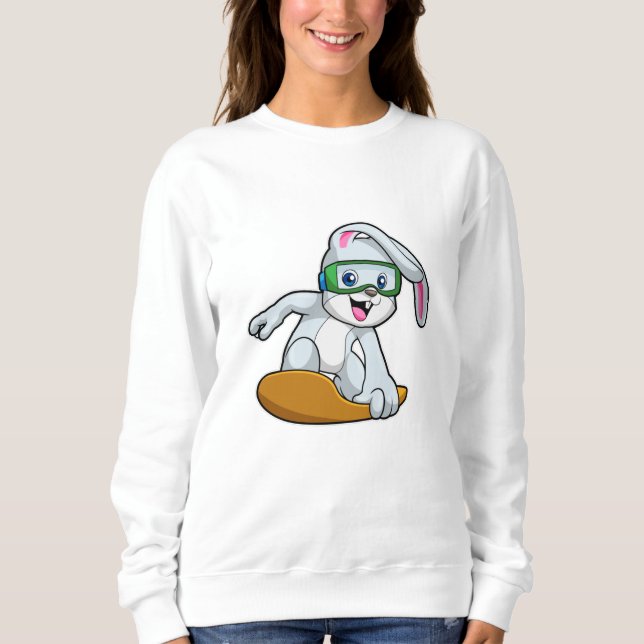Sudadera Bunny como Snowboarder con Snowboard (Anverso)
