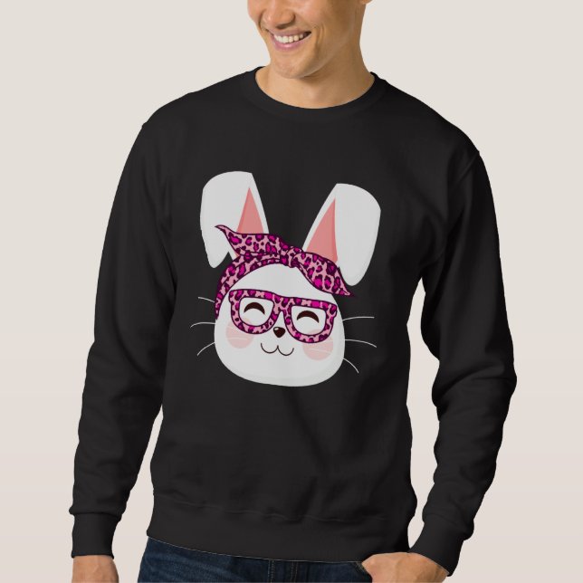 Sudadera Bunny face Cool Easter Bunny with Glasses Easter   (Anverso)