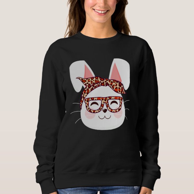 Sudadera Bunny face Cool Easter Bunny with Glasses Easter   (Anverso)