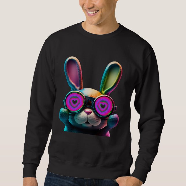 Sudadera Bunny face Cool Easter Bunny with Glasses Easter 3 (Anverso)