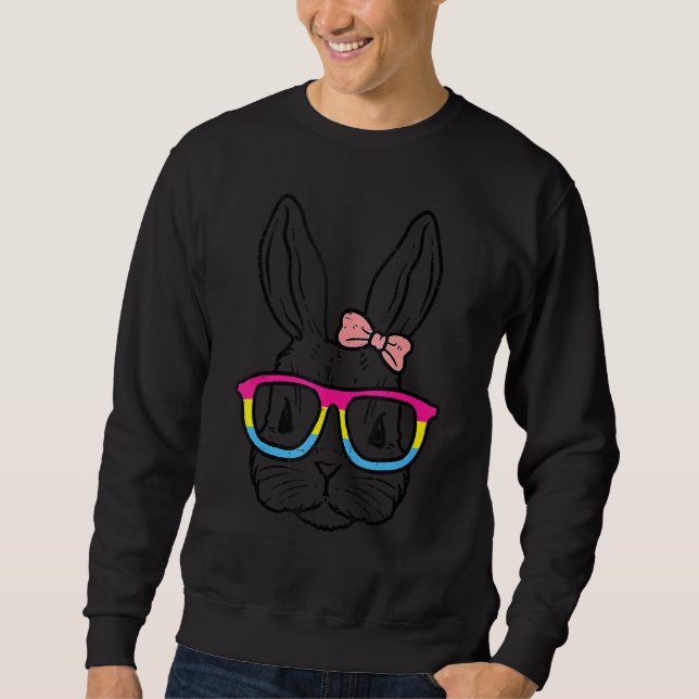 Sudadera Bunny Face Glasses Animal Lgbtq Pansexual Pan Flag (Anverso)