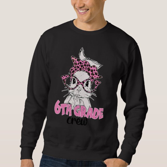 Sudadera Bunny Face Leopard Glasses Easter 6º Grado Crew (Anverso)