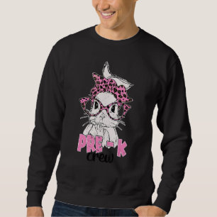 Sudadera Bunny Face Leopard Glasses Easter Pre K Crew