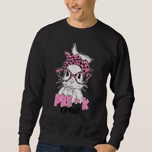 Sudadera Bunny Face Leopard Glasses Easter Pre K Crew (Anverso)