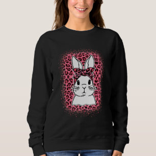 Sudadera Bunny Face Leopard Pink Glasses Easter Day 2022 Wo