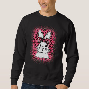 Sudadera Bunny Face Leopard Pink Glasses Easter Day 2022 Wo