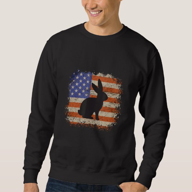 Sudadera Bunny for men gift bunnies american flag patriotic (Anverso)